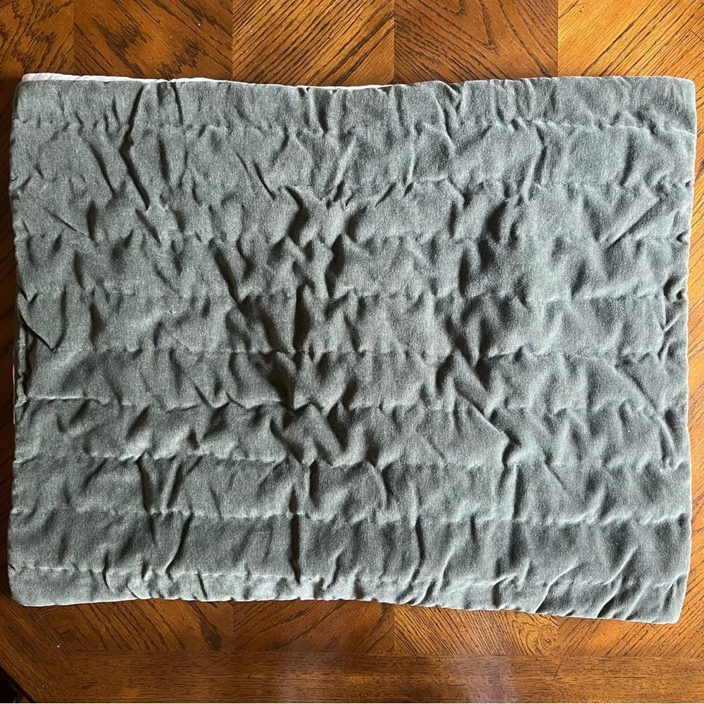 West Elm Dark Olive Cotton Velvet Pick Stitch Sham